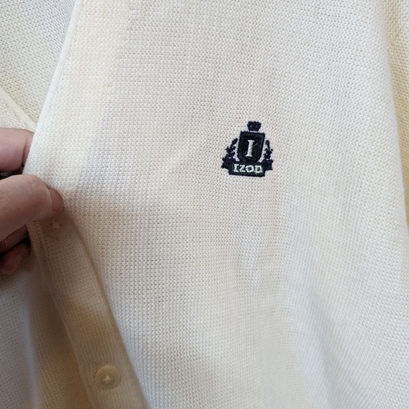 Vintage 90s Izod Crest Knit Cardigan Sweater Old Money - Picture 7 of 13